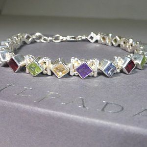 Silpada B0948 Gemstone Sterling Silver Tennis Bracelet .925 Multi Color Rare